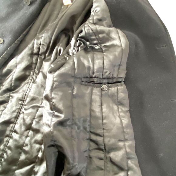 VTG J.Crew Wool Cashmere Double Button Black Coat Quilted Lining Women's Size 6 - Picture 9 of 14